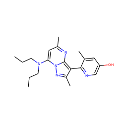 CCCN(CCC)c1cc(C)nc2c(-c3ncc(O)cc3C)c(C)nn12 ZINC000028359793