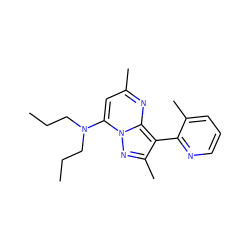 CCCN(CCC)c1cc(C)nc2c(-c3ncccc3C)c(C)nn12 ZINC000028359814