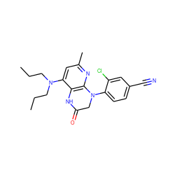 CCCN(CCC)c1cc(C)nc2c1NC(=O)CN2c1ccc(C#N)cc1Cl ZINC000013584790