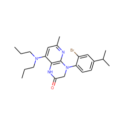 CCCN(CCC)c1cc(C)nc2c1NC(=O)CN2c1ccc(C(C)C)cc1Br ZINC000473149190