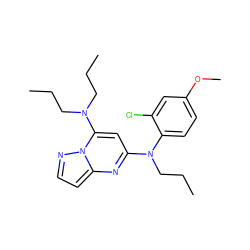 CCCN(CCC)c1cc(N(CCC)c2ccc(OC)cc2Cl)nc2ccnn12 ZINC000072142457