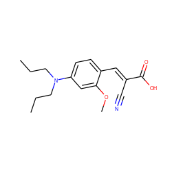 CCCN(CCC)c1ccc(/C=C(\C#N)C(=O)O)c(OC)c1 ZINC000205339136