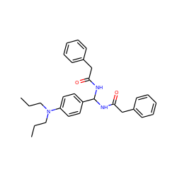 CCCN(CCC)c1ccc(C(NC(=O)Cc2ccccc2)NC(=O)Cc2ccccc2)cc1 ZINC000095574056