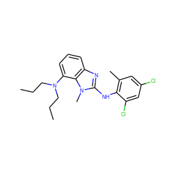 CCCN(CCC)c1cccc2nc(Nc3c(C)cc(Cl)cc3Cl)n(C)c12 ZINC000038334120