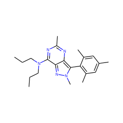 CCCN(CCC)c1nc(C)nc2c(-c3c(C)cc(C)cc3C)n(C)nc12 ZINC000001896220