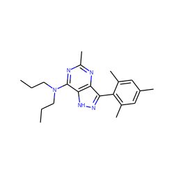 CCCN(CCC)c1nc(C)nc2c(-c3c(C)cc(C)cc3C)n[nH]c12 ZINC000100819022