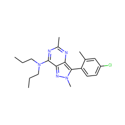 CCCN(CCC)c1nc(C)nc2c(-c3ccc(Cl)cc3C)n(C)nc12 ZINC000013445087