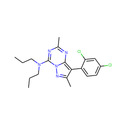 CCCN(CCC)c1nc(C)nc2c(-c3ccc(Cl)cc3Cl)c(C)nn12 ZINC000013804964