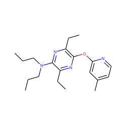 CCCN(CCC)c1nc(CC)c(Oc2cc(C)ccn2)nc1CC ZINC000028956143