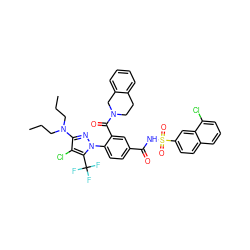 CCCN(CCC)c1nn(-c2ccc(C(=O)NS(=O)(=O)c3ccc4cccc(Cl)c4c3)cc2C(=O)N2CCc3ccccc3C2)c(C(F)(F)F)c1Cl ZINC000205497406