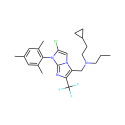 CCCN(CCC1CC1)Cc1c(C(F)(F)F)nc2n(-c3c(C)cc(C)cc3C)c(Cl)cn12 ZINC000049089543