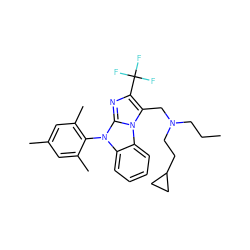 CCCN(CCC1CC1)Cc1c(C(F)(F)F)nc2n(-c3c(C)cc(C)cc3C)c3ccccc3n12 ZINC000028460148