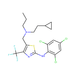 CCCN(CCC1CC1)Cc1sc(Nc2c(Cl)cc(Cl)cc2Cl)nc1C(F)(F)F ZINC000028133497