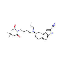 CCCN(CCCCN1C(=O)CC(C)(C)CC1=O)[C@@H]1CCc2ccc3[nH]c(C#N)cc3c2C1 ZINC000013832105