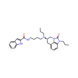 CCCN(CCCCNC(=O)c1cc2ccccc2[nH]1)[C@@H]1Cc2cccc3c2n(c(=O)n3CCC)C1 ZINC001772605463