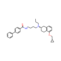 CCCN(CCCCNC(=O)c1ccc(-c2ccccc2)cc1)[C@@H]1CCc2c(cccc2OCC2CC2)C1 ZINC000026149803