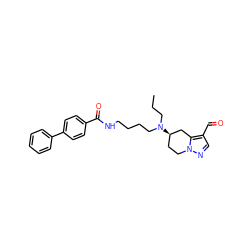 CCCN(CCCCNC(=O)c1ccc(-c2ccccc2)cc1)[C@@H]1CCn2ncc(C=O)c2C1 ZINC000071330372