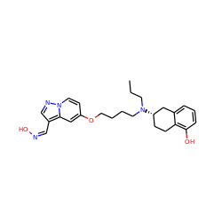 CCCN(CCCCOc1ccn2ncc(/C=N\O)c2c1)[C@H]1CCc2c(O)cccc2C1 ZINC001772575655