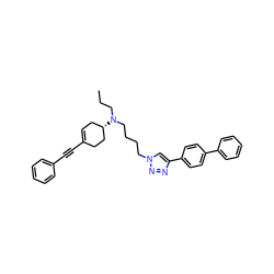 CCCN(CCCCn1cc(-c2ccc(-c3ccccc3)cc2)nn1)[C@H]1CC=C(C#Cc2ccccc2)CC1 ZINC000045498781