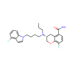 CCCN(CCCCn1ccc2c(F)cccc21)[C@H]1COc2c(F)ccc(C(N)=O)c2C1 ZINC000040413149