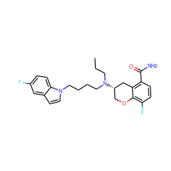 CCCN(CCCCn1ccc2cc(F)ccc21)[C@H]1COc2c(F)ccc(C(N)=O)c2C1 ZINC000040939384