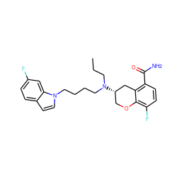 CCCN(CCCCn1ccc2ccc(F)cc21)[C@H]1COc2c(F)ccc(C(N)=O)c2C1 ZINC000040940279