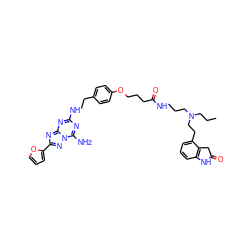 CCCN(CCCNC(=O)CCCOc1ccc(CCNc2nc(N)n3nc(-c4ccco4)nc3n2)cc1)CCc1cccc2c1CC(=O)N2 ZINC000299844772