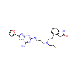 CCCN(CCCNc1nc(N)n2nc(-c3ccco3)nc2n1)CCc1cccc2c1CC(=O)N2 ZINC000299863822