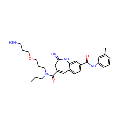 CCCN(CCCOCCCN)C(=O)C1=Cc2ccc(C(=O)Nc3cccc(C)c3)cc2NC(=N)C1 ZINC001772605790