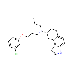 CCCN(CCCOc1cccc(Cl)c1)[C@@H]1CCc2ccc3[nH]ccc3c2C1 ZINC000013741745