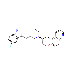 CCCN(CCCc1c[nH]c2ccc(F)cc12)[C@@H]1COc2ccc3ncccc3c2C1 ZINC000028821548