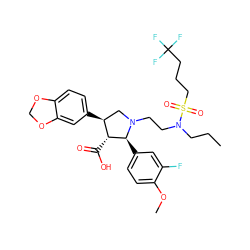 CCCN(CCN1C[C@H](c2ccc3c(c2)OCO3)[C@@H](C(=O)O)[C@@H]1c1ccc(OC)c(F)c1)S(=O)(=O)CCCC(F)(F)F ZINC000026952128