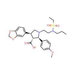 CCCN(CCN1C[C@H](c2ccc3c(c2)OCO3)[C@@H](C(=O)O)[C@@H]1c1ccc(OC)cc1)S(=O)(=O)CC ZINC000013765589