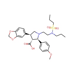 CCCN(CCN1C[C@H](c2ccc3c(c2)OCO3)[C@@H](C(=O)O)[C@@H]1c1ccc(OC)cc1)S(=O)(=O)CCC ZINC000013765586