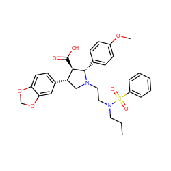 CCCN(CCN1C[C@H](c2ccc3c(c2)OCO3)[C@@H](C(=O)O)[C@@H]1c1ccc(OC)cc1)S(=O)(=O)c1ccccc1 ZINC000026946004