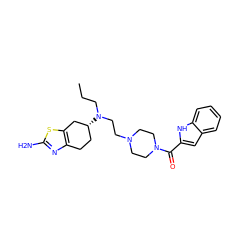 CCCN(CCN1CCN(C(=O)c2cc3ccccc3[nH]2)CC1)[C@@H]1CCc2nc(N)sc2C1 ZINC000095576089