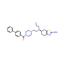 CCCN(CCN1CCN(C(=O)c2ccc(-c3ccccc3)cc2)CC1)[C@@H]1CCc2nc(N)sc2C1 ZINC000103253173