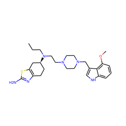 CCCN(CCN1CCN(Cc2c[nH]c3cccc(OC)c23)CC1)[C@H]1CCc2nc(N)sc2C1 ZINC000653793262