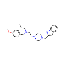 CCCN(CCN1CCN(Cc2cc3ccccc3[nH]2)CC1)Cc1ccc(OC)cc1 ZINC000473137196