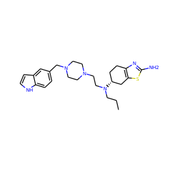 CCCN(CCN1CCN(Cc2ccc3[nH]ccc3c2)CC1)[C@@H]1CCc2nc(N)sc2C1 ZINC000095579982