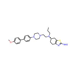 CCCN(CCN1CCN(c2ccc(-c3ccc(OC)cc3)cc2)CC1)[C@@H]1CCc2nc(N)sc2C1 ZINC000103253130