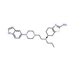 CCCN(CCN1CCN(c2ccc3[nH]ccc3c2)CC1)[C@H]1CCc2nc(N)sc2C1 ZINC000095572455