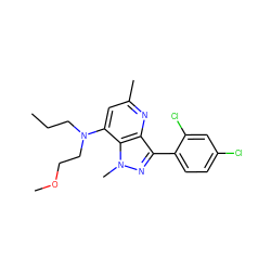 CCCN(CCOC)c1cc(C)nc2c(-c3ccc(Cl)cc3Cl)nn(C)c12 ZINC000013553427