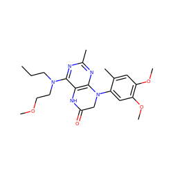 CCCN(CCOC)c1nc(C)nc2c1NC(=O)CN2c1cc(OC)c(OC)cc1C ZINC000014975068