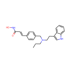 CCCN(CCc1c[nH]c2ccccc12)Cc1ccc(/C=C/C(=O)NO)cc1 ZINC000072112699