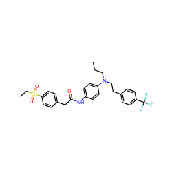 CCCN(CCc1ccc(C(F)(F)F)cc1)c1ccc(NC(=O)Cc2ccc(S(=O)(=O)CC)cc2)cc1 ZINC000103257520