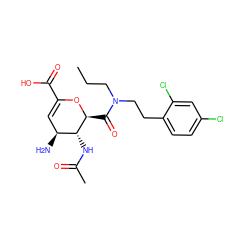 CCCN(CCc1ccc(Cl)cc1Cl)C(=O)[C@@H]1OC(C(=O)O)=C[C@H](N)[C@H]1NC(C)=O ZINC000013778788