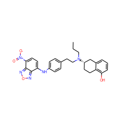 CCCN(CCc1ccc(Nc2ccc([N+](=O)[O-])c3nonc23)cc1)[C@H]1CCc2c(O)cccc2C1 ZINC000013446574