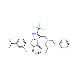 CCCN(CCc1ccccc1)Cc1c(C(F)(F)F)nc2n(-c3ccc(C(C)C)cc3Br)c3ccccc3n12 ZINC000028469268