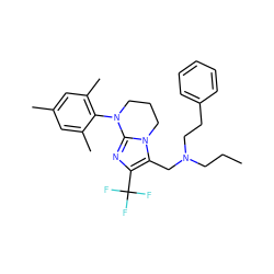 CCCN(CCc1ccccc1)Cc1c(C(F)(F)F)nc2n1CCCN2c1c(C)cc(C)cc1C ZINC000049066915